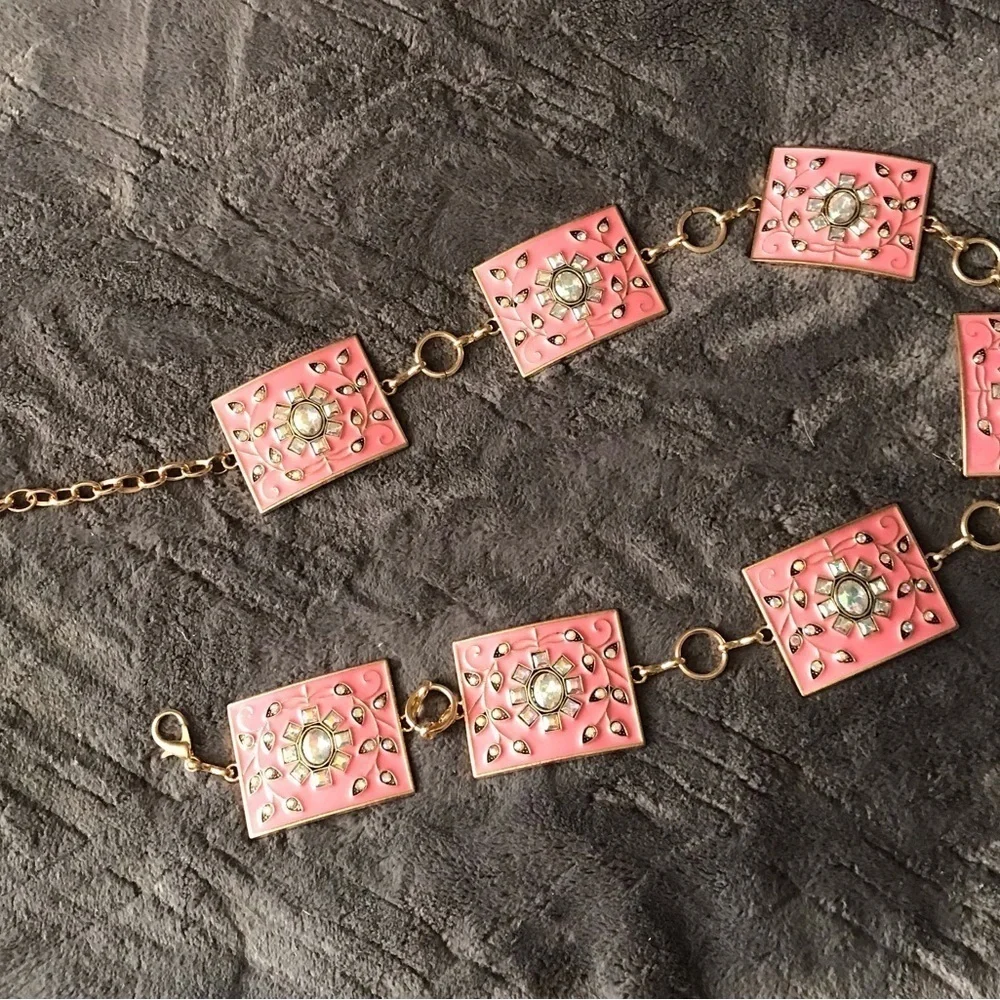 Square Pink Concho Belt - Girls
